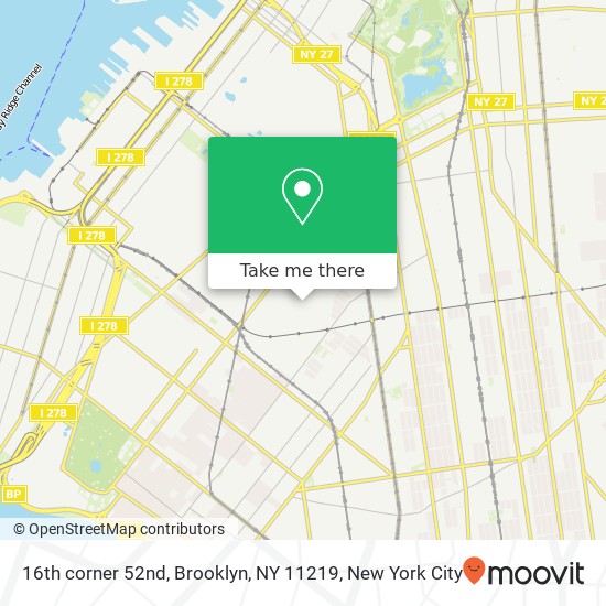 16th corner 52nd, Brooklyn, NY 11219 map