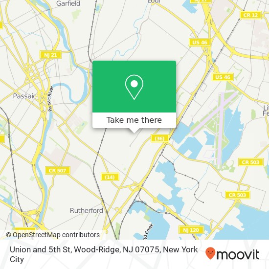 Mapa de Union and 5th St, Wood-Ridge, NJ 07075