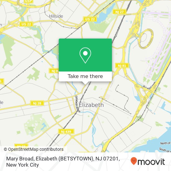 Mary Broad, Elizabeth (BETSYTOWN), NJ 07201 map