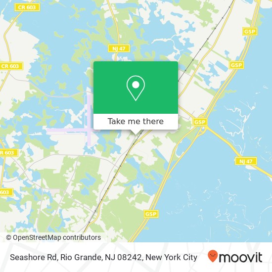 Mapa de Seashore Rd, Rio Grande, NJ 08242