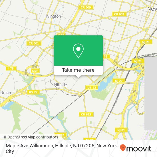 Maple Ave Williamson, Hillside, NJ 07205 map