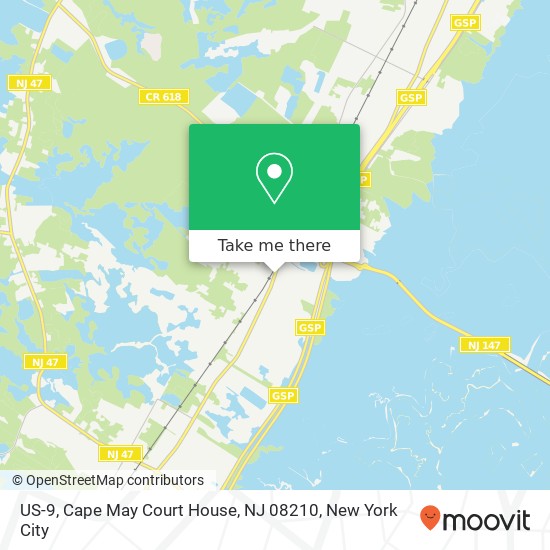 Mapa de US-9, Cape May Court House, NJ 08210