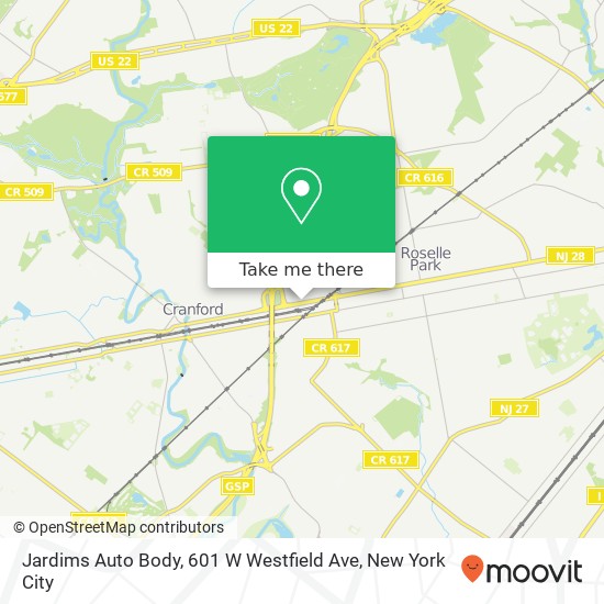 Mapa de Jardims Auto Body, 601 W Westfield Ave