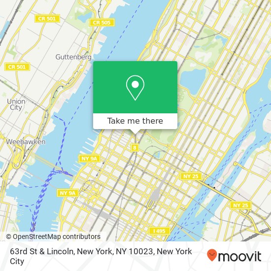 63rd St & Lincoln, New York, NY 10023 map