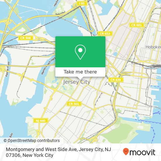 Mapa de Montgomery and West Side Ave, Jersey City, NJ 07306