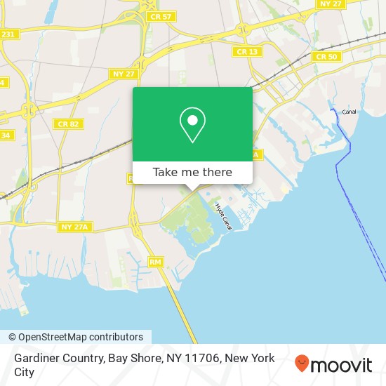 Mapa de Gardiner Country, Bay Shore, NY 11706