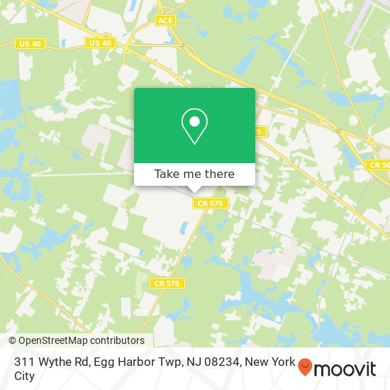 Mapa de 311 Wythe Rd, Egg Harbor Twp, NJ 08234