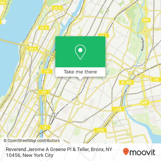 Reverend Jerome A Greene Pl & Teller, Bronx, NY 10456 map