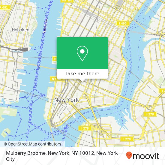 Mapa de Mulberry Broome, New York, NY 10012