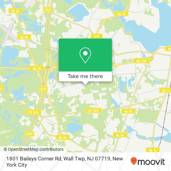 Mapa de 1801 Baileys Corner Rd, Wall Twp, NJ 07719