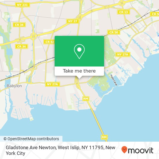 Mapa de Gladstone Ave Newton, West Islip, NY 11795