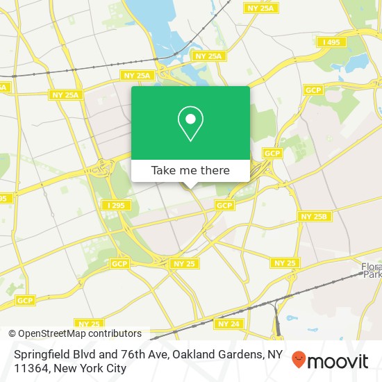 Mapa de Springfield Blvd and 76th Ave, Oakland Gardens, NY 11364