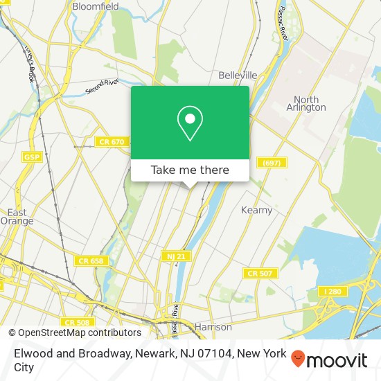 Elwood and Broadway, Newark, NJ 07104 map