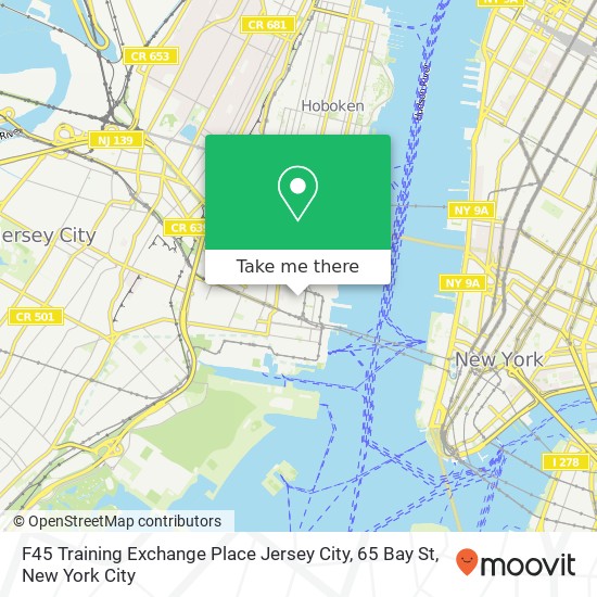 Mapa de F45 Training Exchange Place Jersey City, 65 Bay St