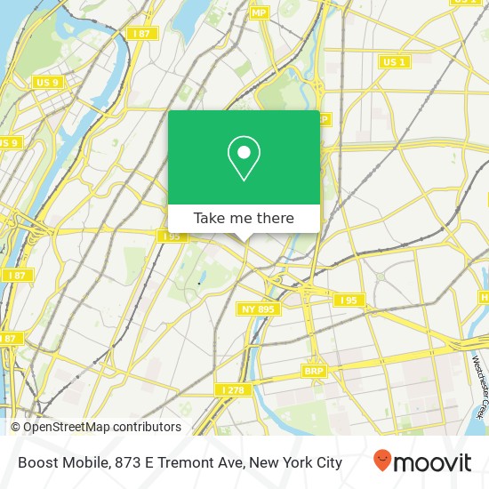 Mapa de Boost Mobile, 873 E Tremont Ave