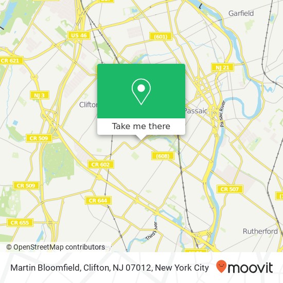 Mapa de Martin Bloomfield, Clifton, NJ 07012
