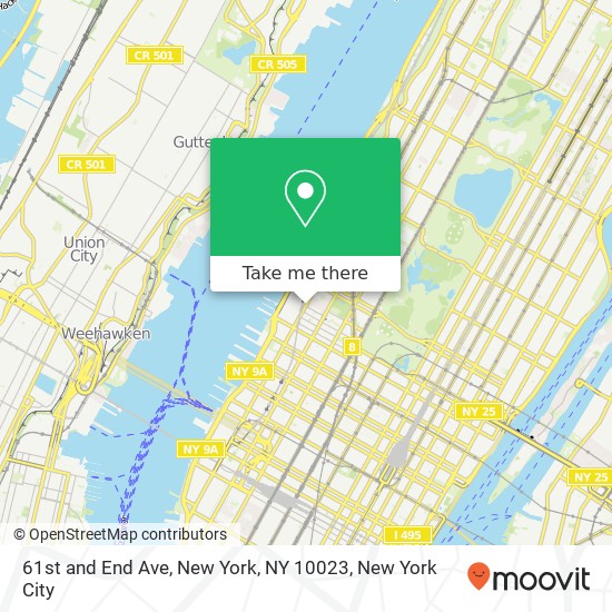 61st and End Ave, New York, NY 10023 map