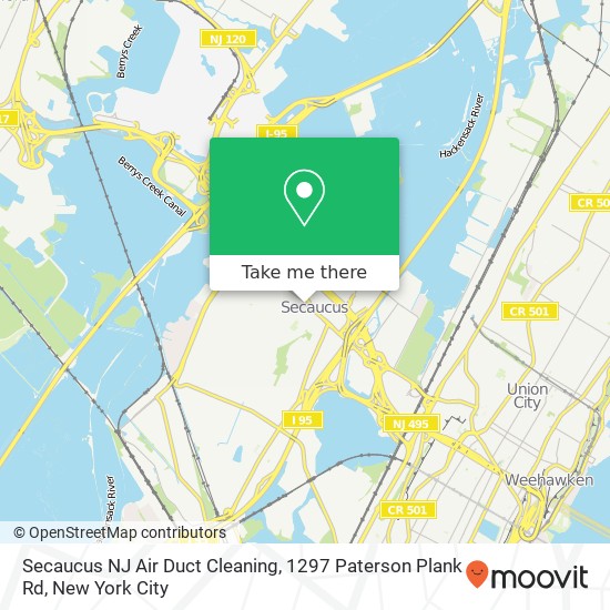 Secaucus NJ Air Duct Cleaning, 1297 Paterson Plank Rd map