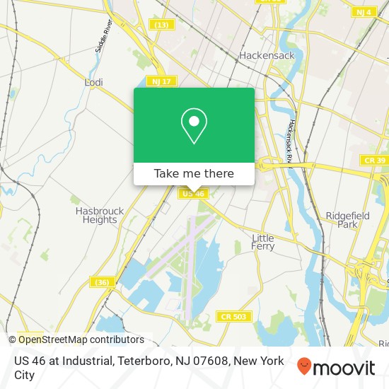 US 46 at Industrial, Teterboro, NJ 07608 map