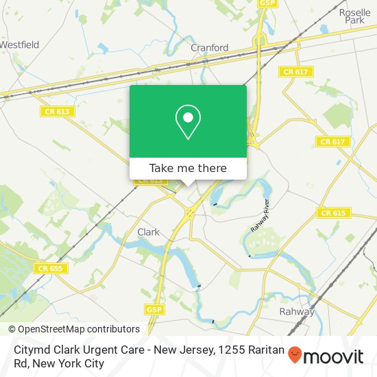 Citymd Clark Urgent Care - New Jersey, 1255 Raritan Rd map