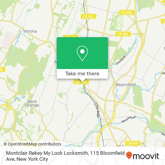 Montclair Rekey My Lock Locksmith, 115 Bloomfield Ave map