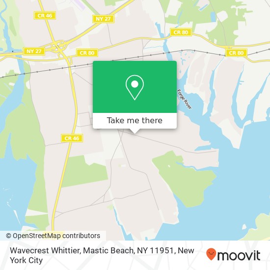 Mapa de Wavecrest Whittier, Mastic Beach, NY 11951