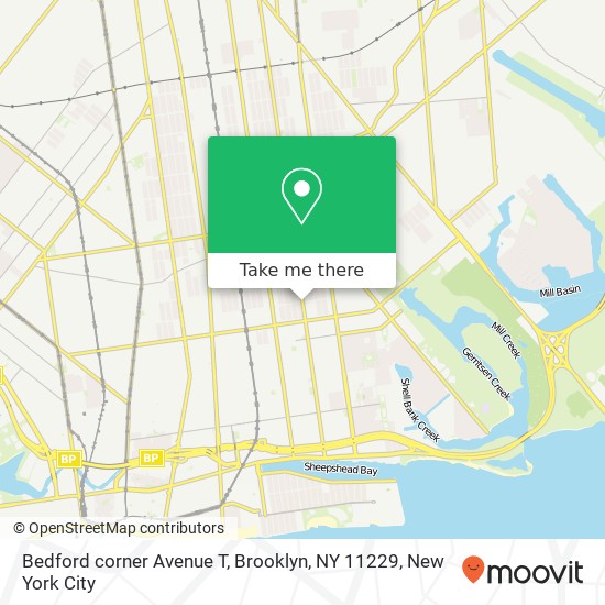 Mapa de Bedford corner Avenue T, Brooklyn, NY 11229