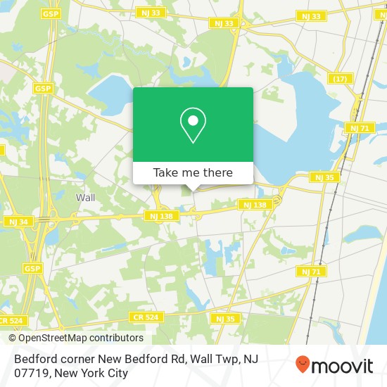 Mapa de Bedford corner New Bedford Rd, Wall Twp, NJ 07719