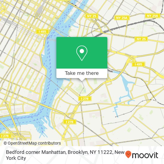 Mapa de Bedford corner Manhattan, Brooklyn, NY 11222