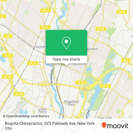 Mapa de Bogota Chiropractor, 325 Palisade Ave