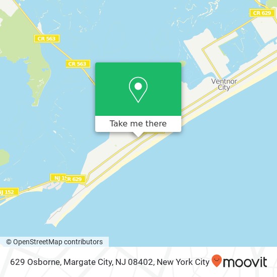 Mapa de 629 Osborne, Margate City, NJ 08402
