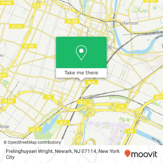 Mapa de Frelinghuysen Wright, Newark, NJ 07114