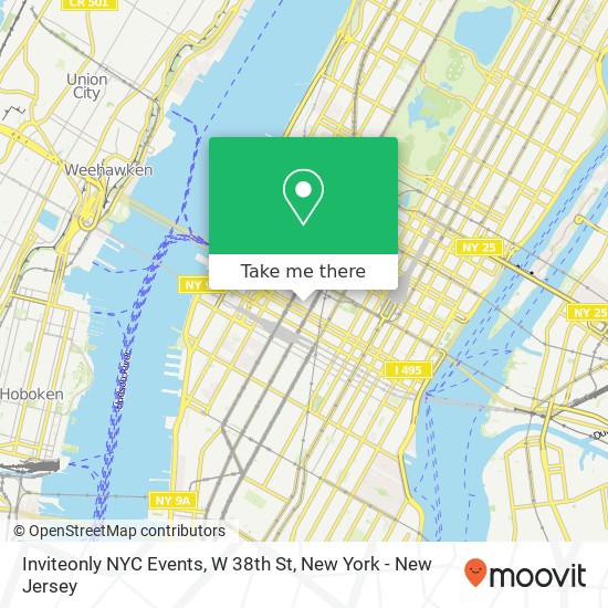 Mapa de Inviteonly NYC Events, W 38th St