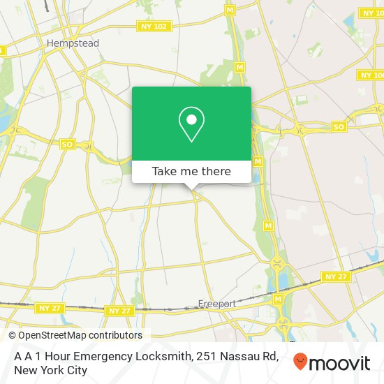 Mapa de A A 1 Hour Emergency Locksmith, 251 Nassau Rd