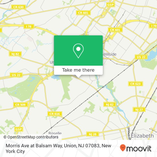 Mapa de Morris Ave at Balsam Way, Union, NJ 07083