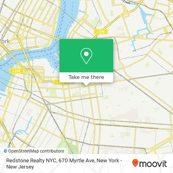 Mapa de Redstone Realty NYC, 670 Myrtle Ave