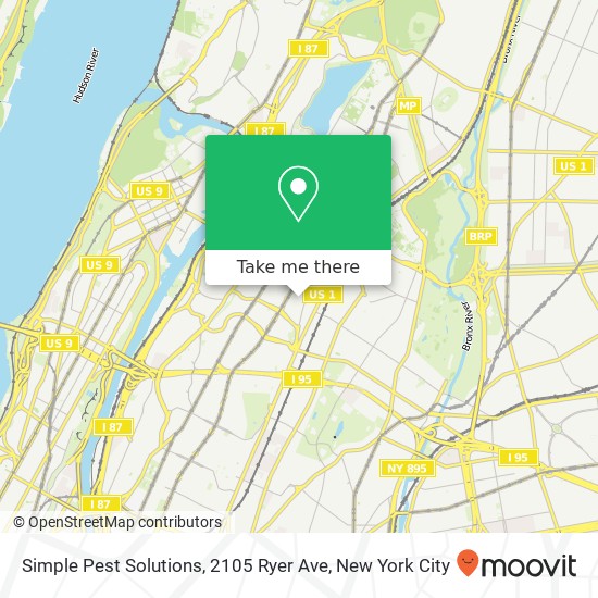 Mapa de Simple Pest Solutions, 2105 Ryer Ave