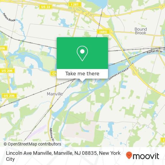 Mapa de Lincoln Ave Manville, Manville, NJ 08835