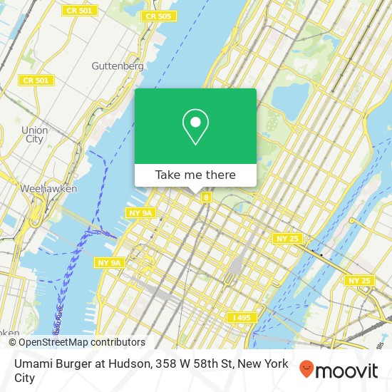 Mapa de Umami Burger at Hudson, 358 W 58th St