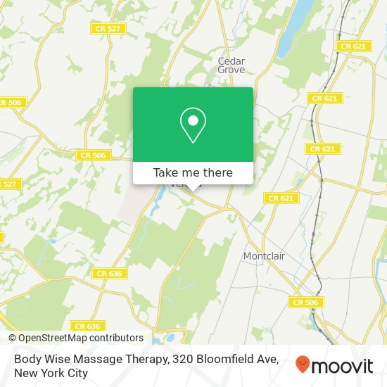 Mapa de Body Wise Massage Therapy, 320 Bloomfield Ave