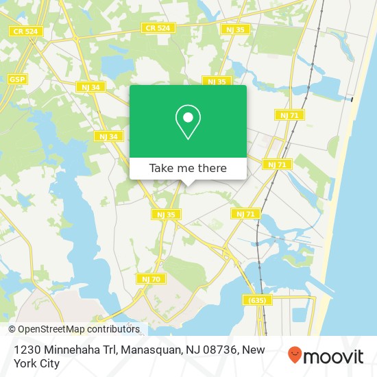 Mapa de 1230 Minnehaha Trl, Manasquan, NJ 08736