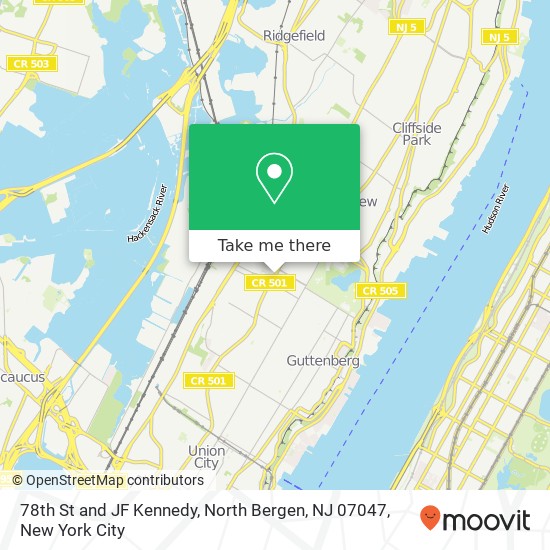 Mapa de 78th St and JF Kennedy, North Bergen, NJ 07047