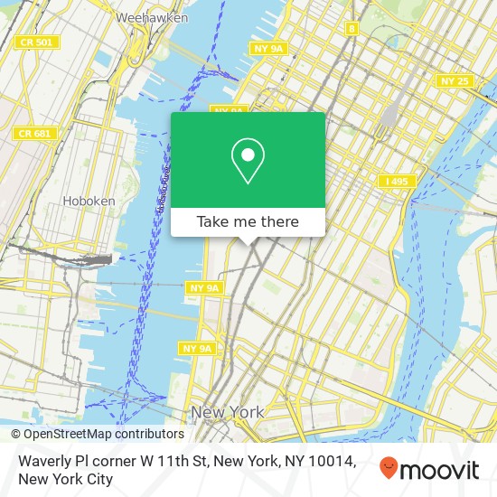 Waverly Pl corner W 11th St, New York, NY 10014 map