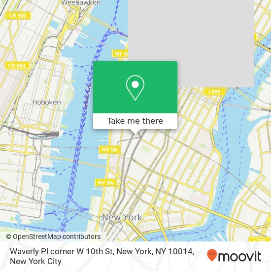 Waverly Pl corner W 10th St, New York, NY 10014 map