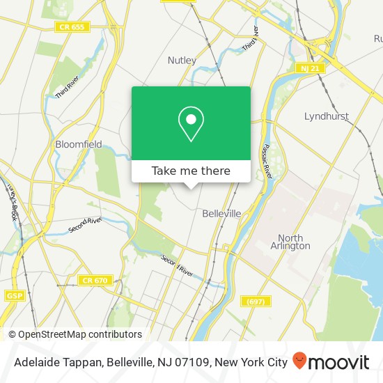 Mapa de Adelaide Tappan, Belleville, NJ 07109