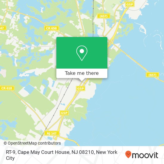 Mapa de RT-9, Cape May Court House, NJ 08210