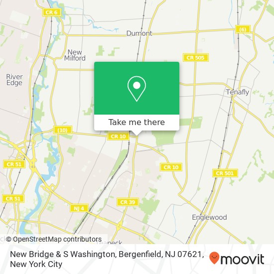 Mapa de New Bridge & S Washington, Bergenfield, NJ 07621