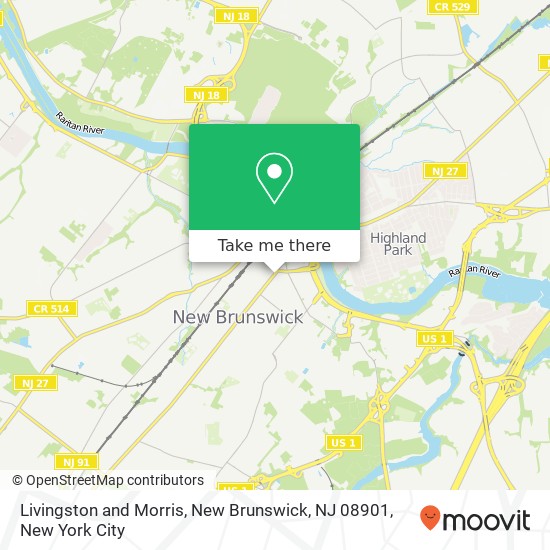 Mapa de Livingston and Morris, New Brunswick, NJ 08901