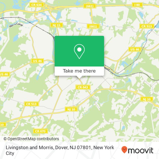 Mapa de Livingston and Morris, Dover, NJ 07801
