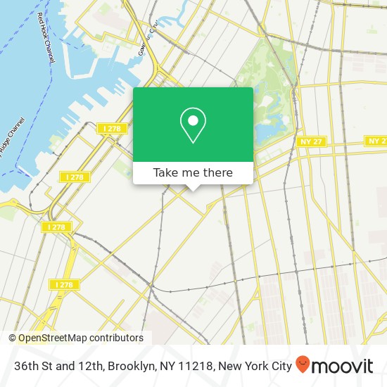 Mapa de 36th St and 12th, Brooklyn, NY 11218